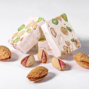 A mixture of pistachios and almonds